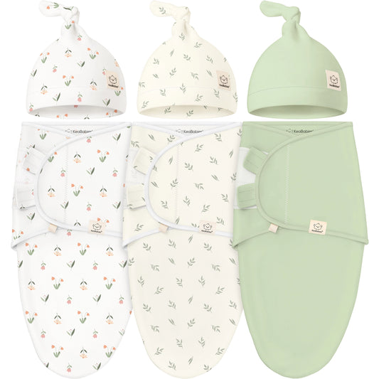 KeaBabies Soothe Swaddle Wrap with Knot Hat