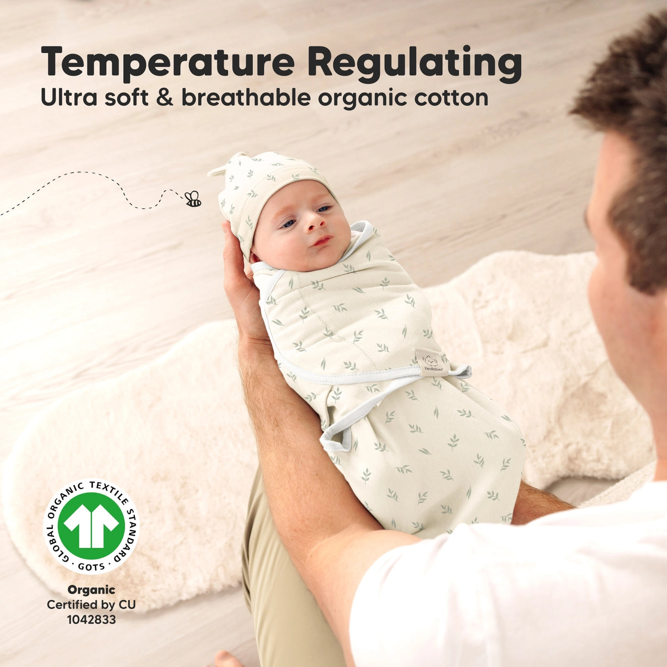 KeaBabies Soothe Swaddle Wrap with Knot Hat